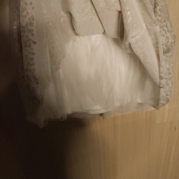 Cat & Jack Girl's Cream Elastic Waist Full Skirt Gold Sequins 10-12 - Picture 4 of 6